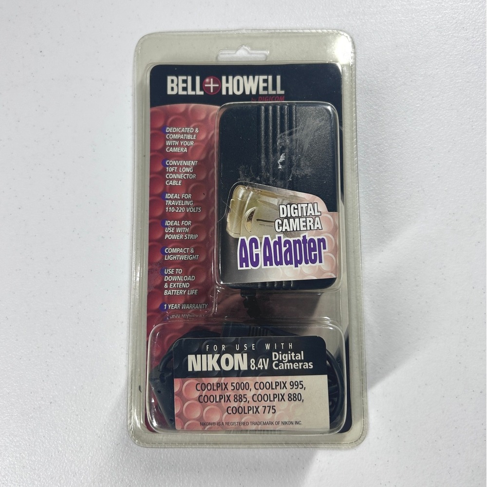 Bell Howell DigiCom AC‎ Power Adapter for Nikon Coolpix Digital Cameras 8.4V